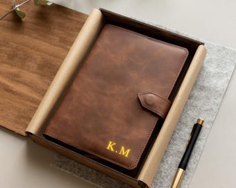 Personalized Leather Journal Refillable, A5 Leather Notebook Cover, Travelers Notebook, Corporate Office Gifts for Him