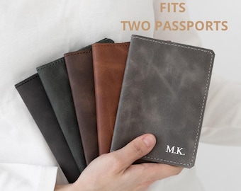 Personalized Leather Family Passport Holder: Travel Wallet for Two passports, Travel Document Wallet