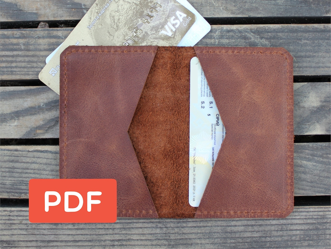 Leather Card Holder Template PDF Pattern Leather Card Wallet Etsy
