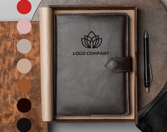 Personalized A5 Leather Journal Cover: Custom Notebook, Corporate Gift