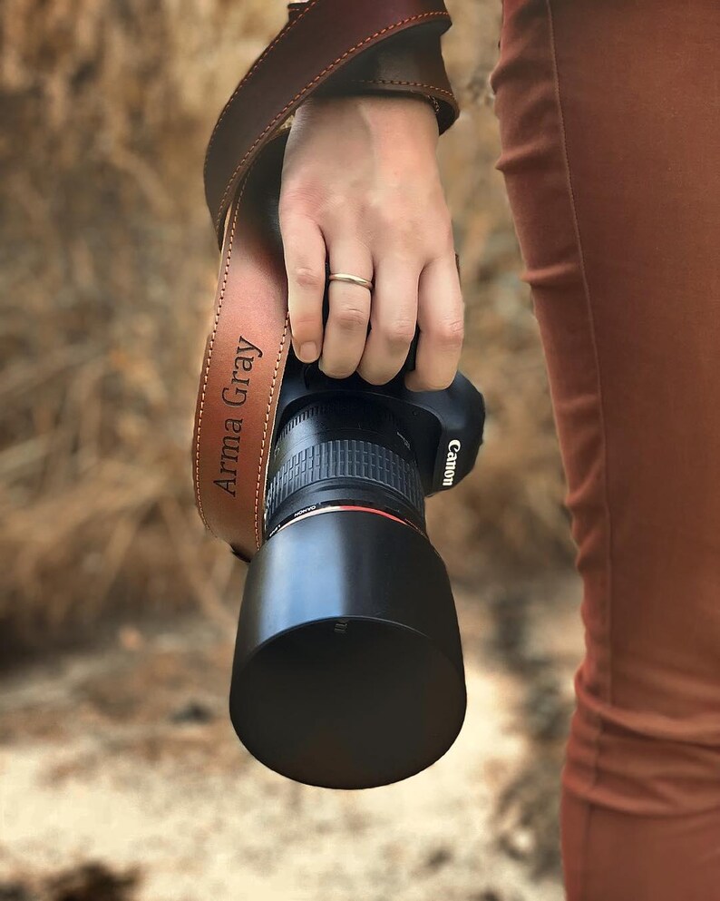 Personalized leather camera strap, custom camera strap for digital camera Canon Nikon Sony, quickrelease dslr strap, gift for a photographer image 16