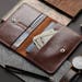Whiskey leather big wallet for women / men, genuine leather travel wallet, credit card, document, ticket holder, bifold passport wallet 