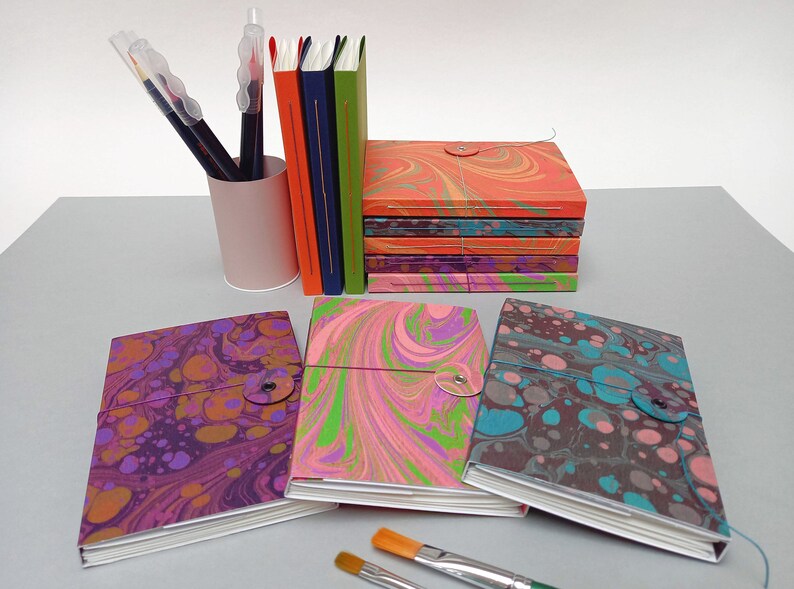 Watercolour Sketchbook Marbled Watercolour Concertina Book Etsy