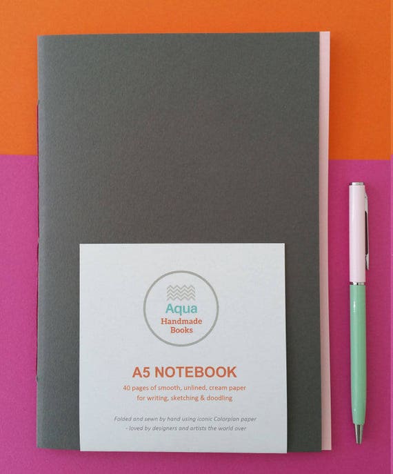 SALE: A5 Grey Softback Notebook, Unlined for Writing, Sketching