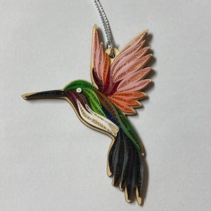 Hummingbird Ornament, Handmade Ornament for Bird Lovers, Quilled Hummingbird Ornament, handmade ornament, quilling, quilled ornament,