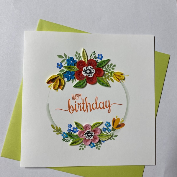 Happy birthday quill card Quilling Greeting Card, handmade greeting card, quilling cards, quilled cards, Greeting Card