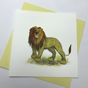 Cartão de felicitações de leão, cartões de quilling, cartões de aniversário, cartões de felicitações, cartão de felicitações feito à mão, cartão feito à mão