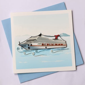 Cruiseschipkaart, Quilling-wenskaart, handgemaakte wenskaart, ganzenveerkaarten, ganzenveerkaarten, wenskaart