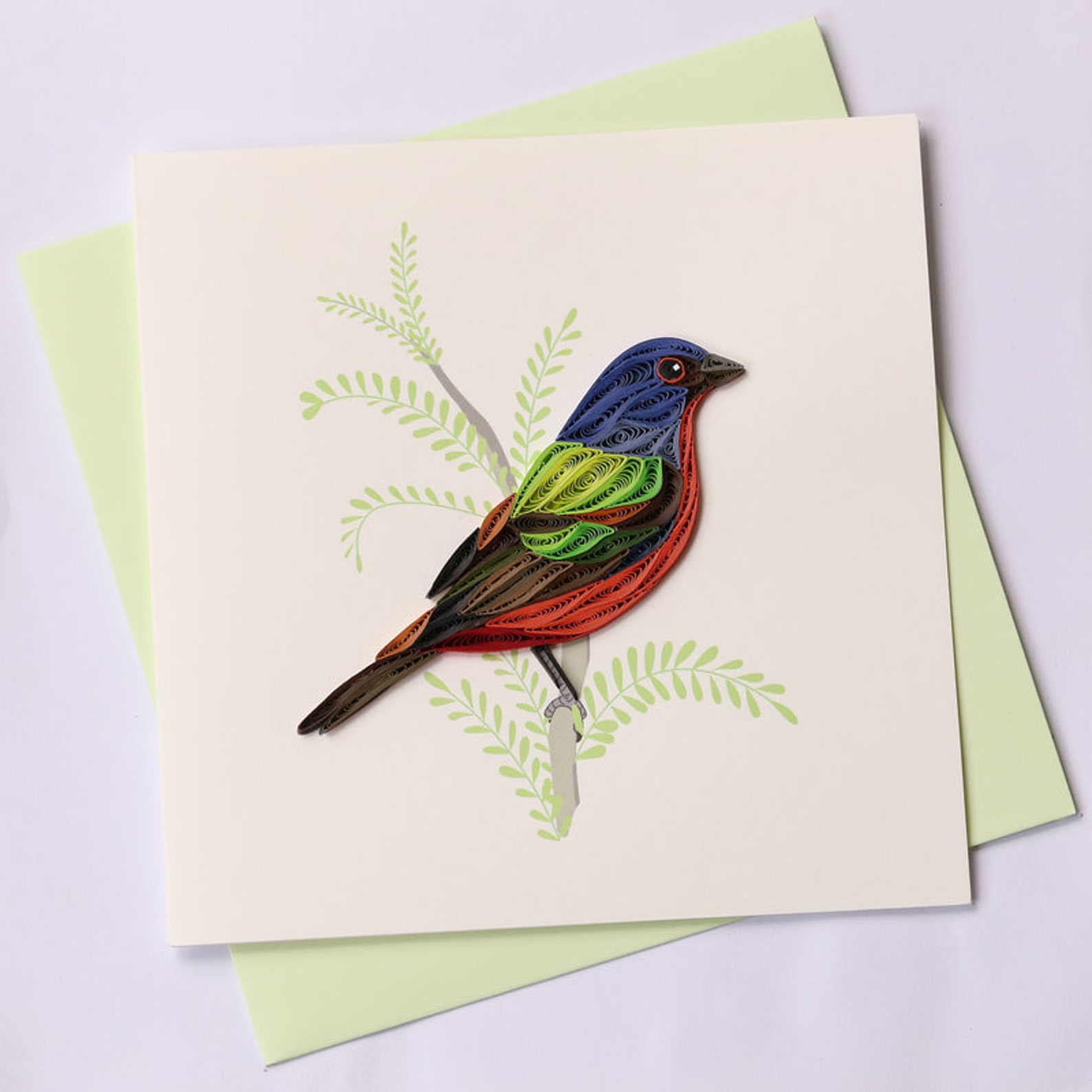 Painted Bunting Quilling Greeting Card Handmade Greeting Etsy