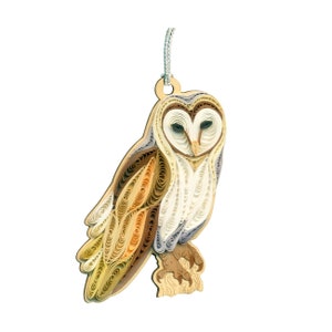 Barn Owl ornament, handmade ornament, quilling, quilled ornament,