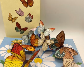 Carte papillon, carte pop-up, carte pop-up 3D, carte popup, carte popup 3D, papier pop-up, carte de voeux, carte papier popup, carte de voeux