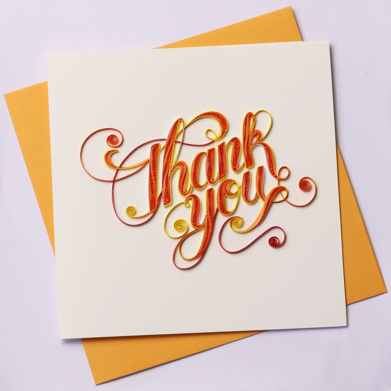Thank You Quilling Greeting Card, Quilling Cards, Thank You Card ...