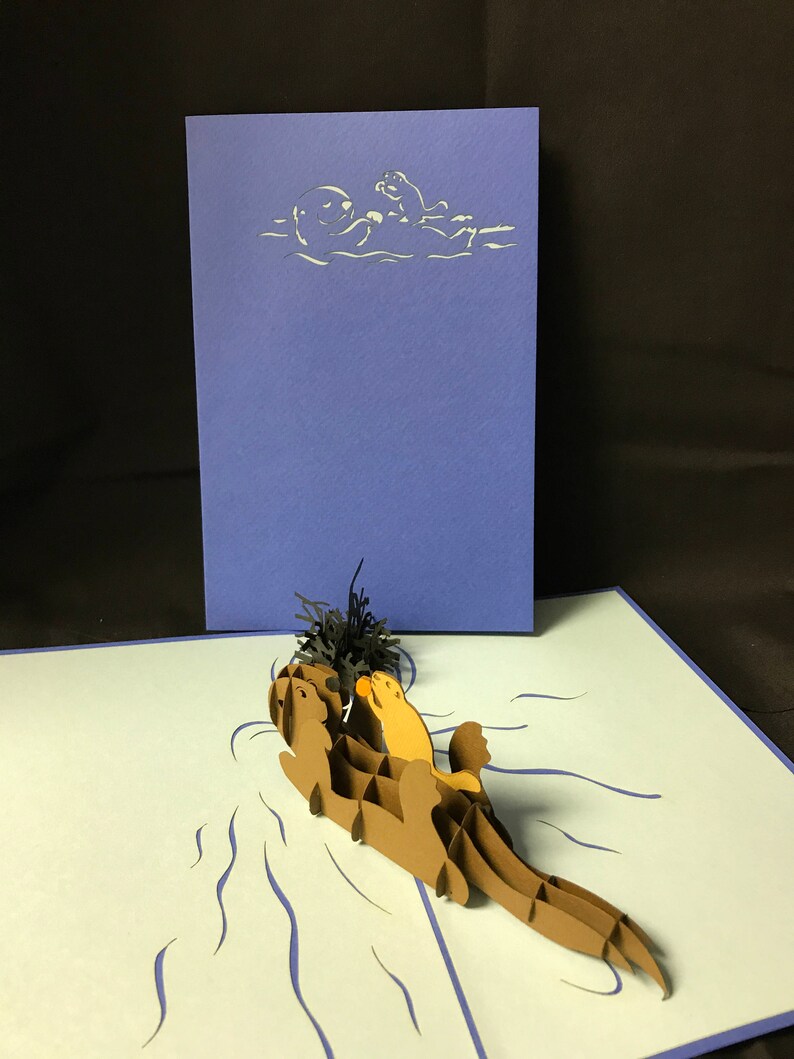 Otter 3-d pop up card Popup Card 3D Birthday Card