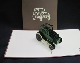 carte pop-up 3-d tracteur