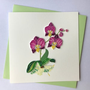 Orchid Greeting Card, Quilling Greeting Card, handmade greeting card, quilling cards, quilled cards, Greeting Card