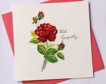 Sympathy Quilling Greeting Card, Quilling Cards, Birthday Cards, Greeting Cards, Handmade Greeting Card, Handmade Card
