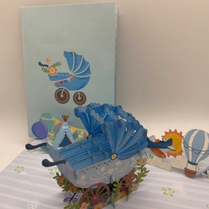 Baby Boy Karte, Pop Up Karte, 3-D Pop Up Karte, Popup Karte, 3D Popup Karte, Poppin Papier, Grußkarte, Papier Popup Karte, Grußkarte