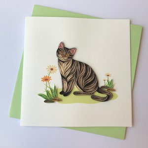 Cat Card, Quilling Greeting Card, handmade greeting card, quilling cards, quilled cards, Greeting Card