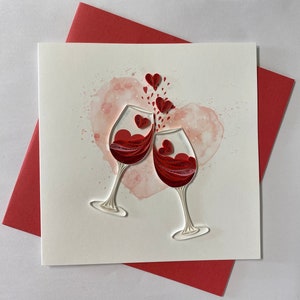 Wijnglaskaart, Quilling-wenskaart, handgemaakte wenskaart, Quilling-kaarten, Quilling-kaarten, Wenskaart