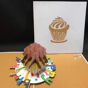 Cupcake 3-D Pop Up Card, 3D Birthday Card, Popup Card, Greeting Card, 3D Popup Card, 3D Popup Greeting Card, PoppinPaper