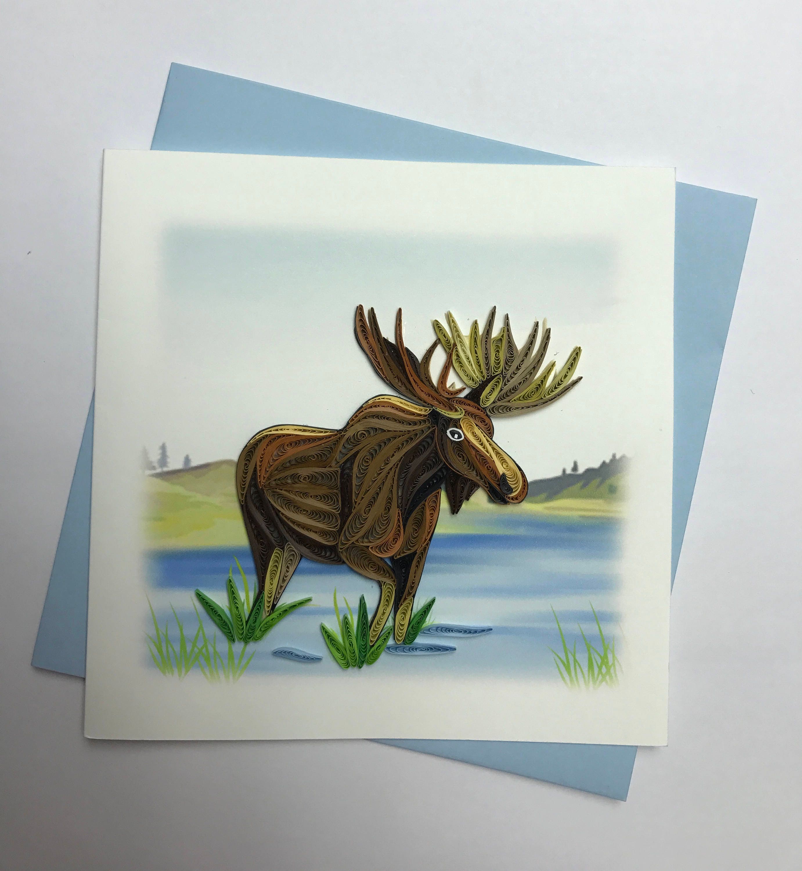 Moose Quilling Greeting Card Etsy