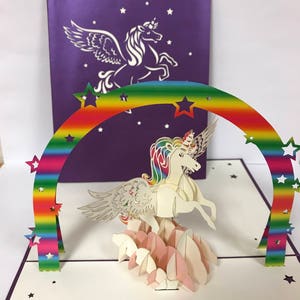 Unicorn 3-d pop omhooggaande kaart pop-up kaart, 3d pop-up kaart, poppin papier, wenskaart, verjaardagskaart, papier pop-up kaart, de kaart van de groet