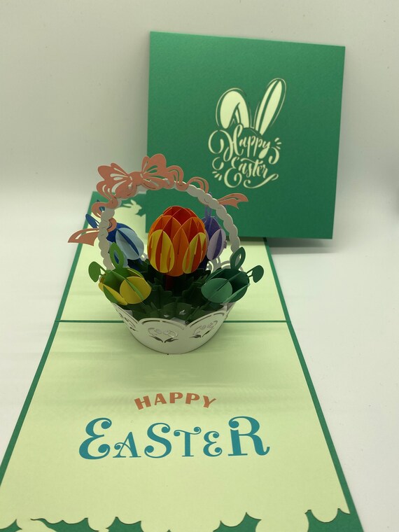 Carte De Pâques Pop-up 3D - Avec Enveloppe - Design Lapin Et œufs - Cadeau Enfant/famille
