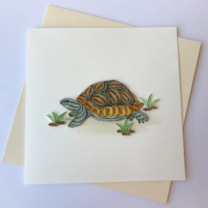 Carte tortue, carte de voeux quilling, carte de voeux faite main, cartes quilling, cartes quilling, carte de voeux