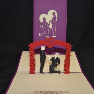 Cartão pop-up de cartão de casamento masculino LGBT 3-D
