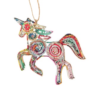 Enfeite de unicórnio, Eco-Arte, Reciclado, Papel Quilled, Decoração de Natal, Decoração Artesanal Reciclada, Arte de Parede, Cartão Quilling, Enfeite Quilling