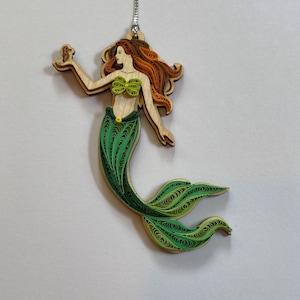 Mermaid ornament, handmade ornament, quilling, quilled ornament, handmade ornament, handmade gift, Christmas ornament