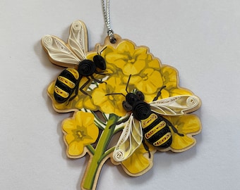 Bee's ornament, handmade ornament, quilling, quilled ornament, handmade ornament, handmade gift, Christmas ornament