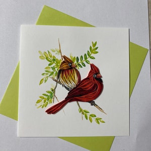 Cardinal Quill Karte, Quilling Karte, handgemachte Grußkarte, Quilling Karten, quilled Karten, Greeting Card