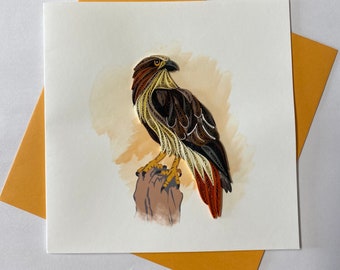 Red Tail Hawk, Quilling Greeting Card, carte de voeux faite à la main, cartes quilling, cartes quilled, carte de voeux