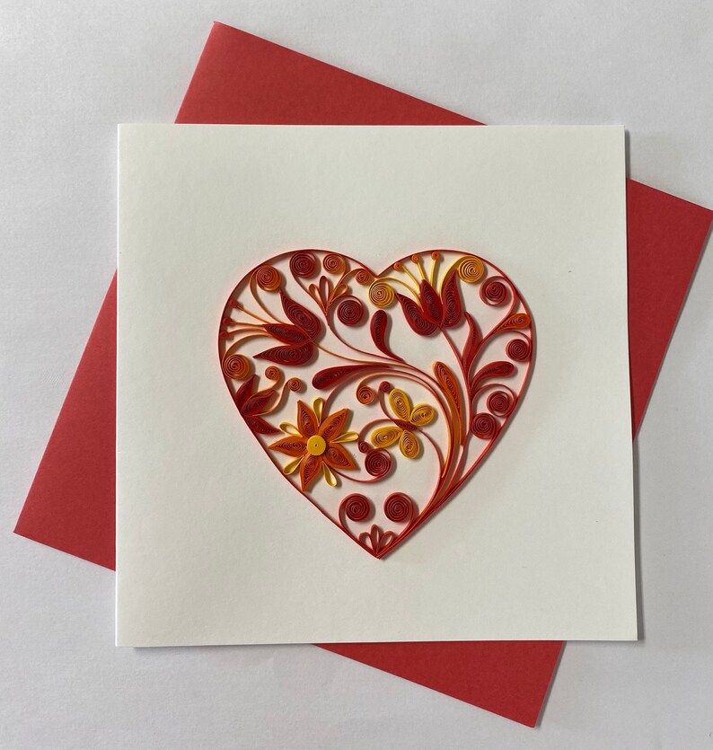 Heart Card Quilling Greeting Card Handmade Greeting Card Etsy