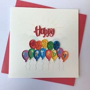 Happy Birthday Quilling Greeting Card, handmade greeting card, quilling cards, quilled cards,