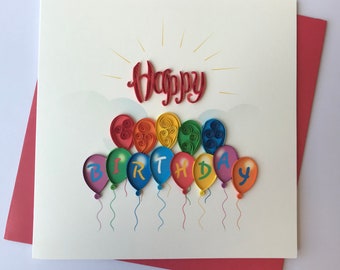 Happy Birthday Quilling Greeting Card, handmade greeting card, quilling cards, quilled cards,