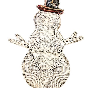 Snowman Ornament, Eco-Art, Recycled, Quilled Paper, Christmas Decor, Recycled Handmade Decor, Wall Art, quilling card, quilling ornament