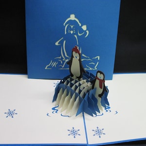 Tarjeta desplegable 3-D Penguins