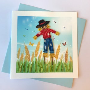 Scarecrow Card, Quilling Greeting Card, handmade greeting card, quilling cards, quilled cards, Greeting Card