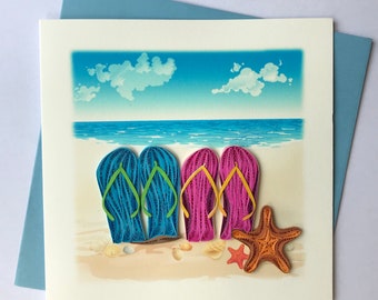 Flip Flops Greeting Card, Quilling Greeting Card, handmade greeting card, quilling cards, quilled cards, Greeting Card