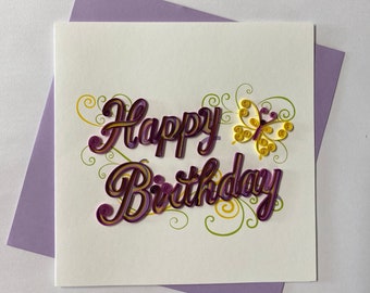 Happy Birthday Card, Quilling Greeting Card, handmade greeting card, quilling cards, quilled cards, Greeting Card