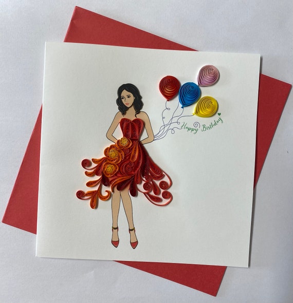 Quilled Fashion Birthday Girl Card
