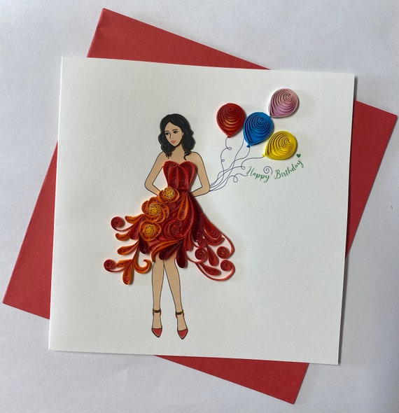 Quilled Birthday Girl Greeting Card