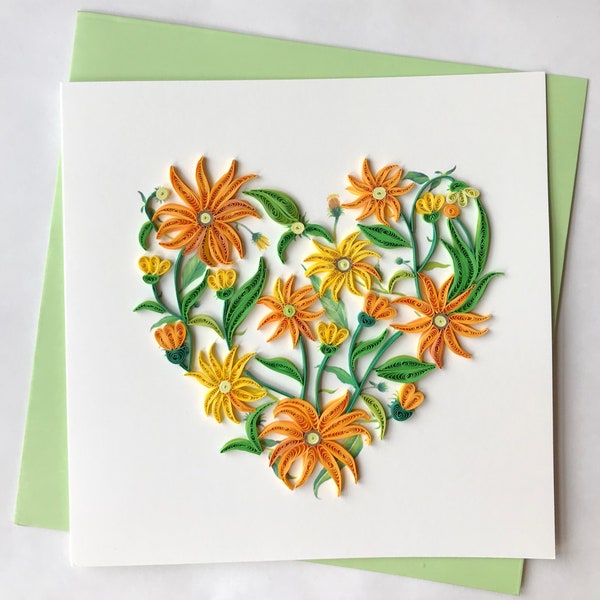 Heart Quilled Card, Quilling Greeting Card, handmade greeting card, quilling cards, quilled cards, Greeting Card