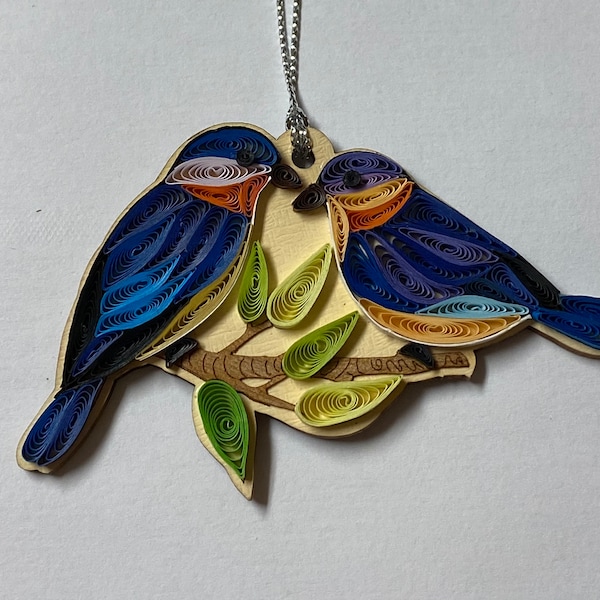 Bluebird ornament, bird lovers ornament, handmade ornament, quilling, quilled ornament,