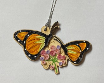 Monarch Butterfly ornament, handmade ornament, quilling, quilled ornament, handmade ornament, handmade gift, Christmas ornament