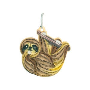 Sloth ornament, handmade ornament, quilling, quilled ornament,