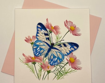 Butterfly Quilling Greeting Card, handmade greeting card, quilling cards, quilled cards,