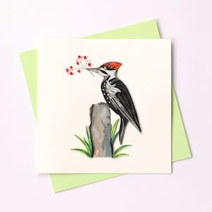 Pileated Woodpecker Quilling Greeting Card, handmade greeting card, quilling cards, quilled cards, Quilling, Handmade Card